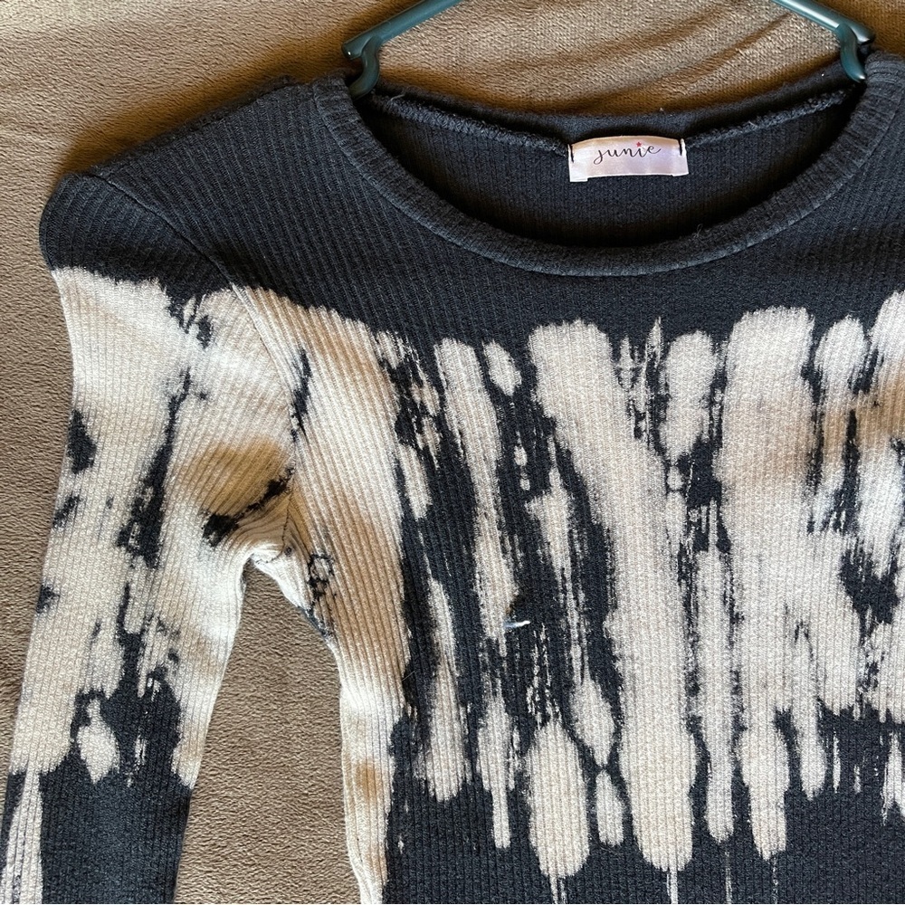 Ribbed Tie-Dye 96% Cotton Long Sleeve Dress - Picture 2 of 6